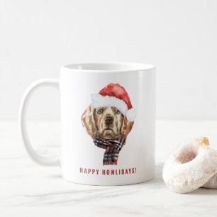Watercolor Golden Retriever Santa Christmas Coffee Mug