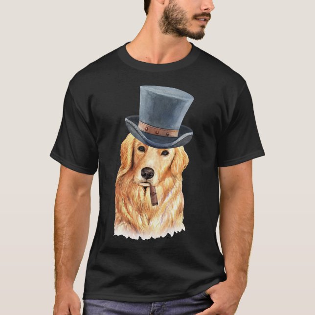 Watercolor Golden Retriever Top Hat (Front)