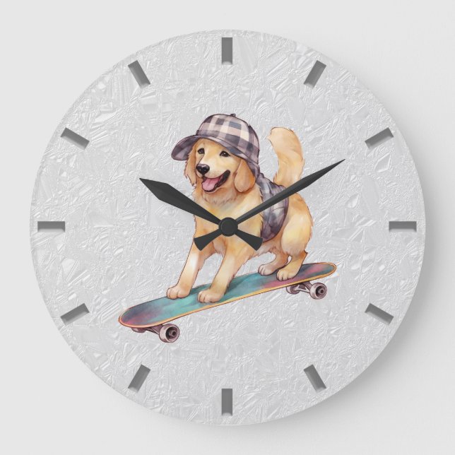 Watercolor Golden Retriever Wall Clock (Front)