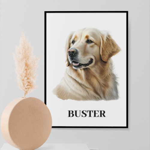 Watercolor Golden RetrieverPortrait Personalized   Poster