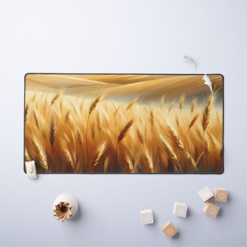 Watercolor Golden Wheat Fields Desk Mat