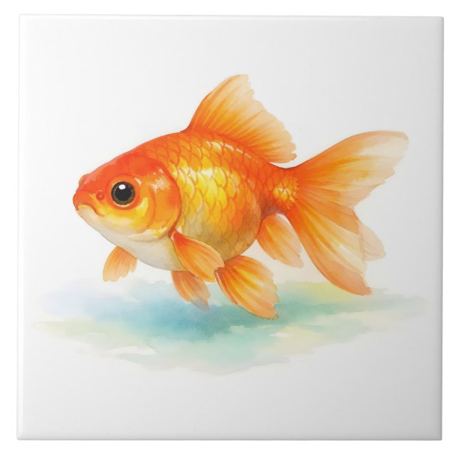 Watercolor Goldfish  Ceramic Tile (Front)