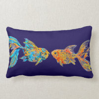 Watercolor Goldfish Pair Customizable Throw Pillow