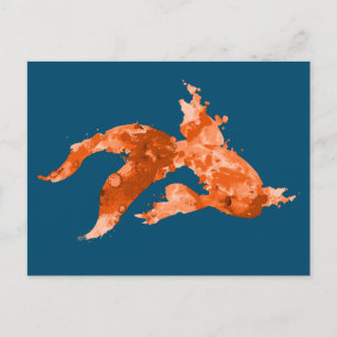 watercolor goldfish postcard