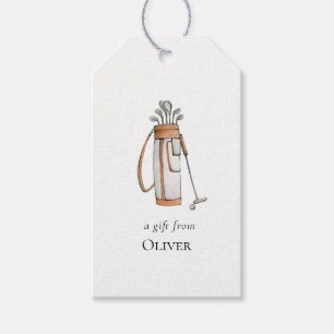 Watercolor Golf Bag Golfers  Gift Tags