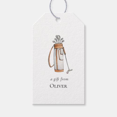 Watercolor Golf Bag Golfers  Gift Tags