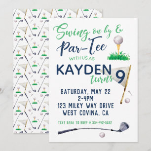 Watercolor Golf Birthday Invitation