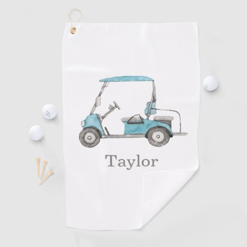 Watercolor Golf Cart Golf Towel