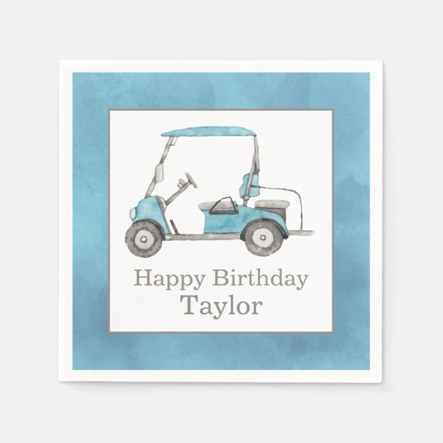 Watercolor Golf Cart Napkins (Front)