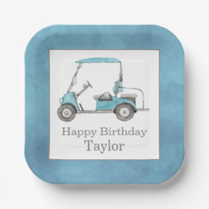 Watercolor Golf Cart Paper Plates