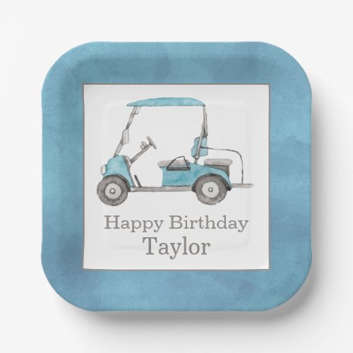 Watercolor Golf Cart Paper Plates