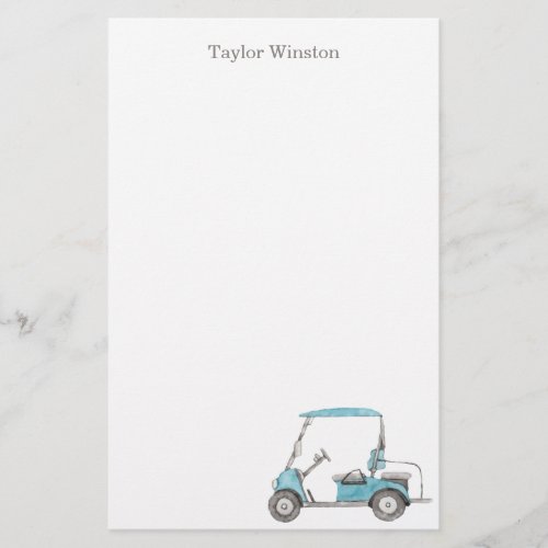 Watercolor Golf Cart Personalized Stationery