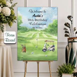 Watercolor Golf Course 70th Birthday Party Welcome Foam Board
