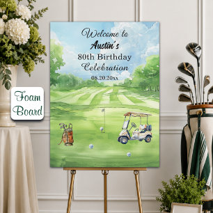 Watercolor Golf Course 80th Birthday Party Welcome Foam Board