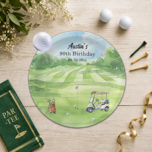 Watercolor Golf Course 90th Birthday Party  Paper Plates