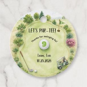 Watercolor Golf Course Kids Birthday Round Favor Tags