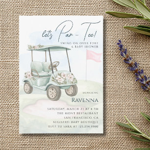 Watercolor Golf Course Let's Par-Tee Baby Shower Invitation