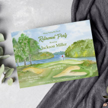 Watercolor Golf Course With Water Retirement Party
