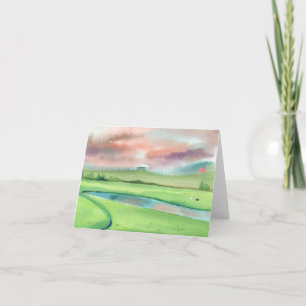 Watercolor Golf Letterpress Thank You Card