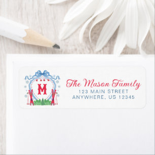 Watercolor Gondola Ski Monogram Crest Label