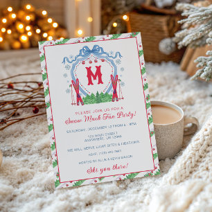 Watercolor Gondola Ski Monogram Crest Party Invitation
