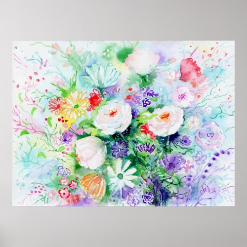 Watercolor Good Mood Flowers Poster