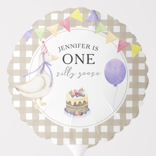 Watercolor Goose 1st birthday Balloon (Front)