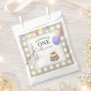 Watercolor Goose 1st birthday Favor Bag