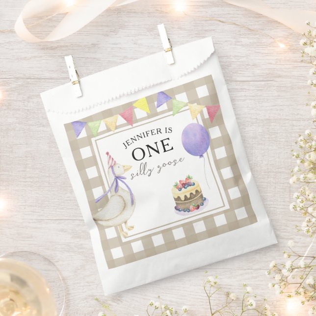 Watercolor Goose 1st birthday Favor Bag (Clipped)