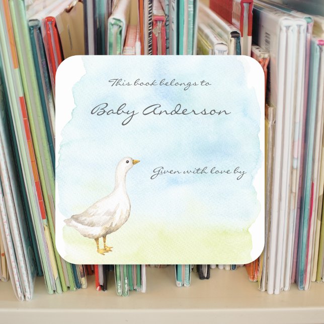 Watercolor goose baby shower bookplate (Creator Uploaded)