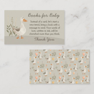 Watercolor Goose Books for Baby - Baby Shower Card
