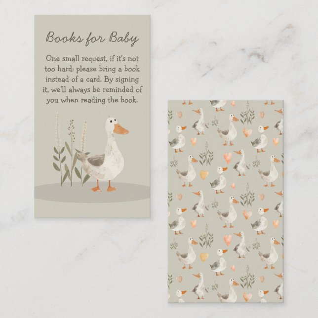 Watercolor Goose Books for Baby -- Enclosure Card (Front/Back)
