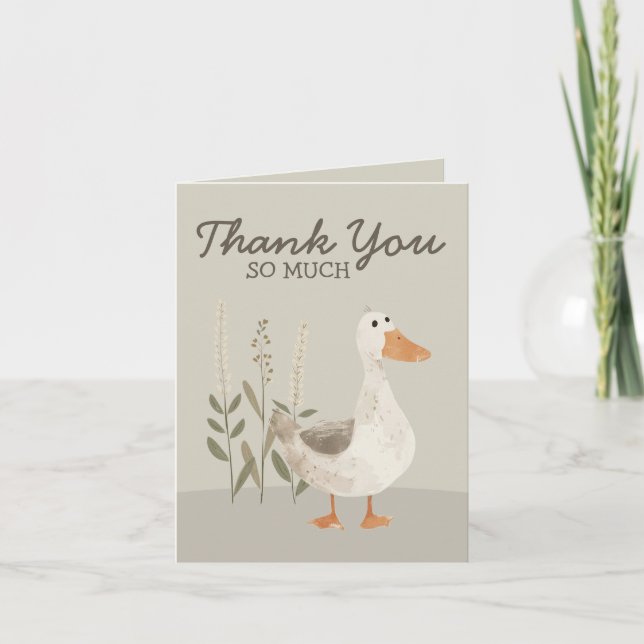 Watercolor Goose Charming Blank Thank You Card (Front)