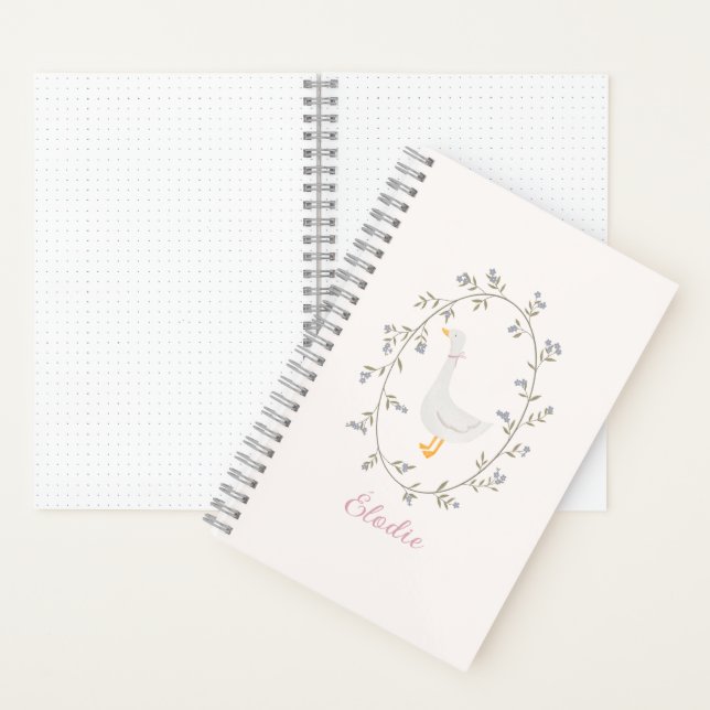 Watercolor Goose Custom name  Notebook (Inside)