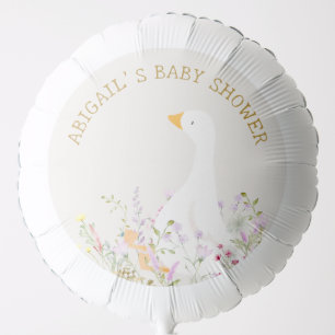 Watercolor Goose Duck Wildflower Baby Shower Balloon