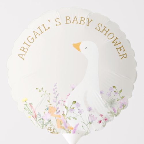 Watercolor Goose Duck Wildflower Baby Shower Balloon