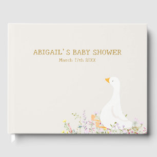 Watercolor Goose Duck Wildflower Baby Shower Guest Book