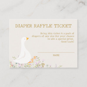 Watercolor Goose Flower Baby Shower Diaper Raffle Enclosure Card