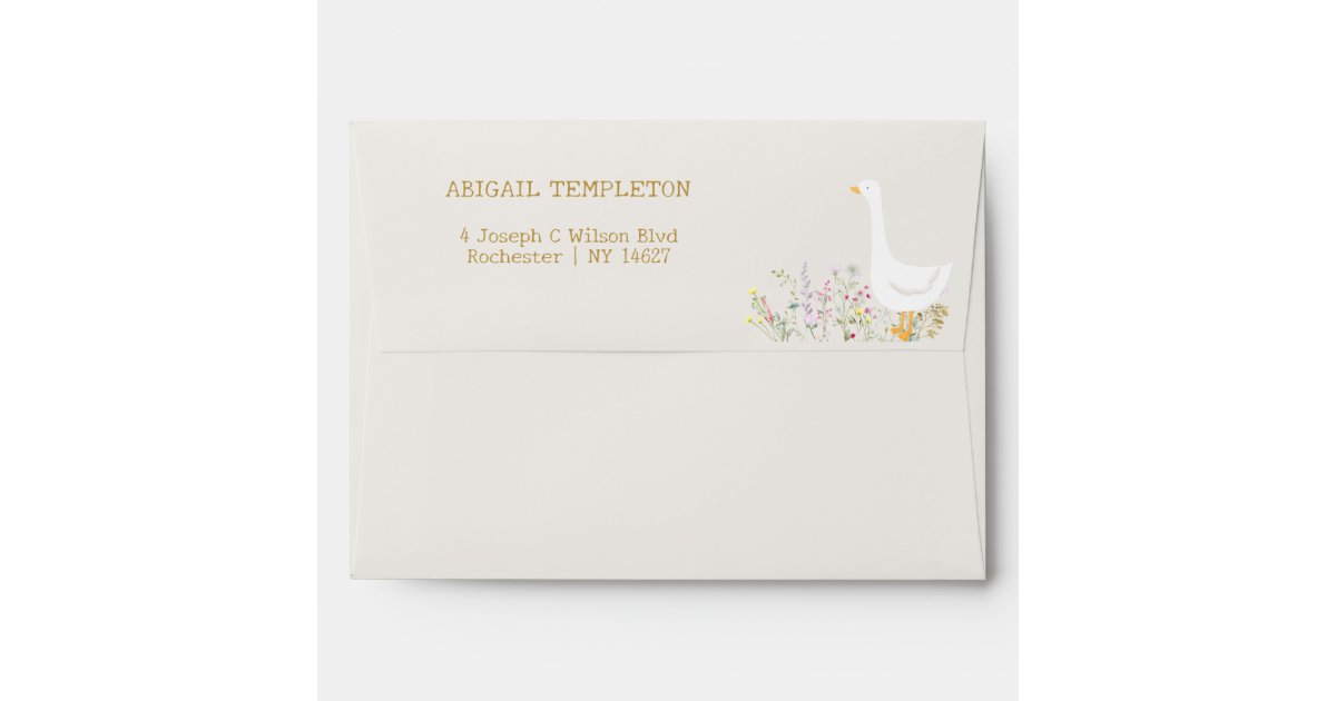 Goose Envelope Watercolor Goose Wildflower Baby Shower Address Envelope | Zazzle