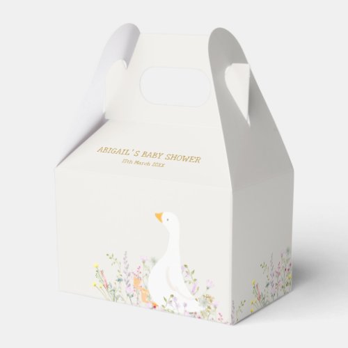Watercolor Goose Wildflower Baby Shower Favor Boxes
