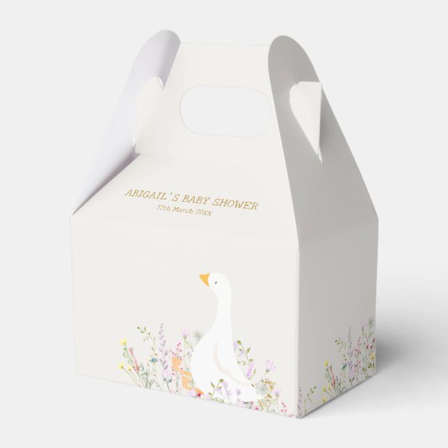 Watercolor Goose Wildflower Baby Shower Favor Boxes (Front Side)