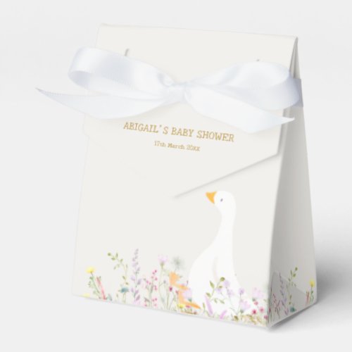 Watercolor Goose Wildflower Baby Shower Favor Boxes