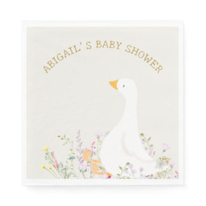 Watercolor Goose Wildflower Baby Shower  Napkins