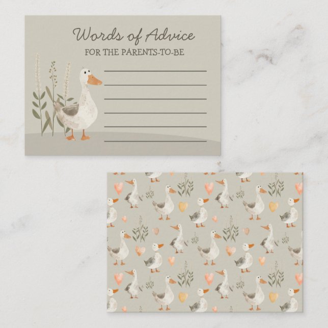 Watercolor Goose Words Of Advice - Enclosure Card (Front/Back)