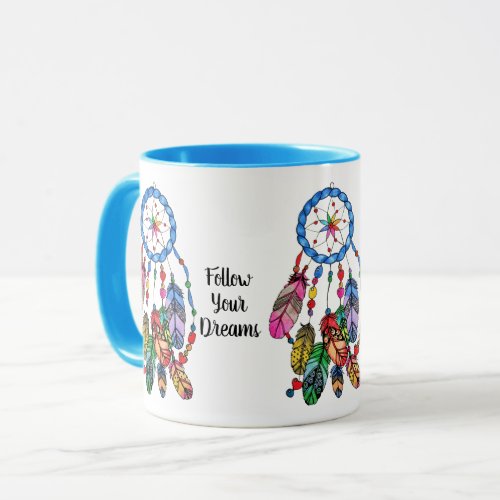 Watercolor gorgeous rainbow dream catcher mug