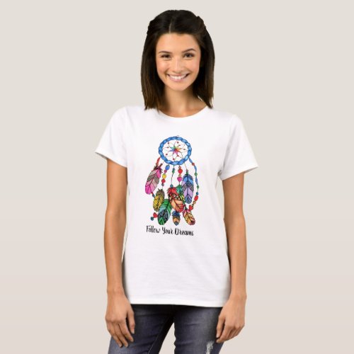 Watercolor gorgeous rainbow dream catcher T_Shirt