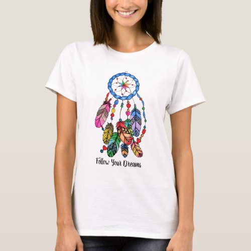 Watercolor gorgeous rainbow dream catcher T_Shirt