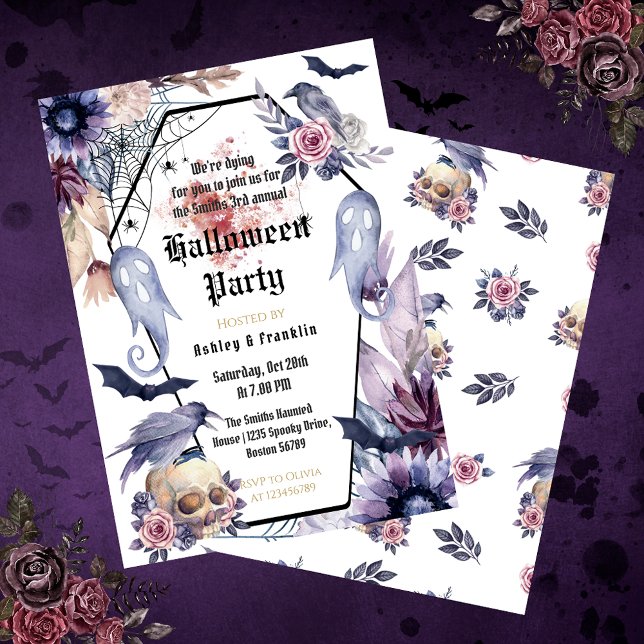 Watercolor Gothic Adult Halloween Party  Invitation (Creator Uploaded)