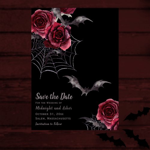 Watercolor Gothic Halloween Wedding Save The Date