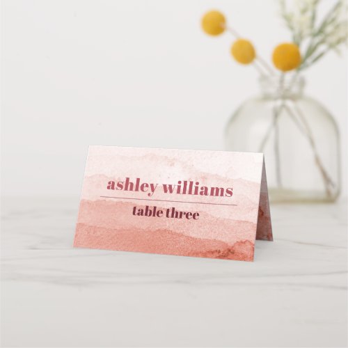 Watercolor gradient and branch Japandi wedding Place Card